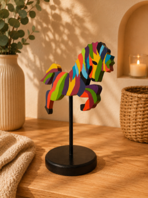 Figura Caballo Energía pintada a mano en madera MDF por la artista colombiana Esperanza Arcila.