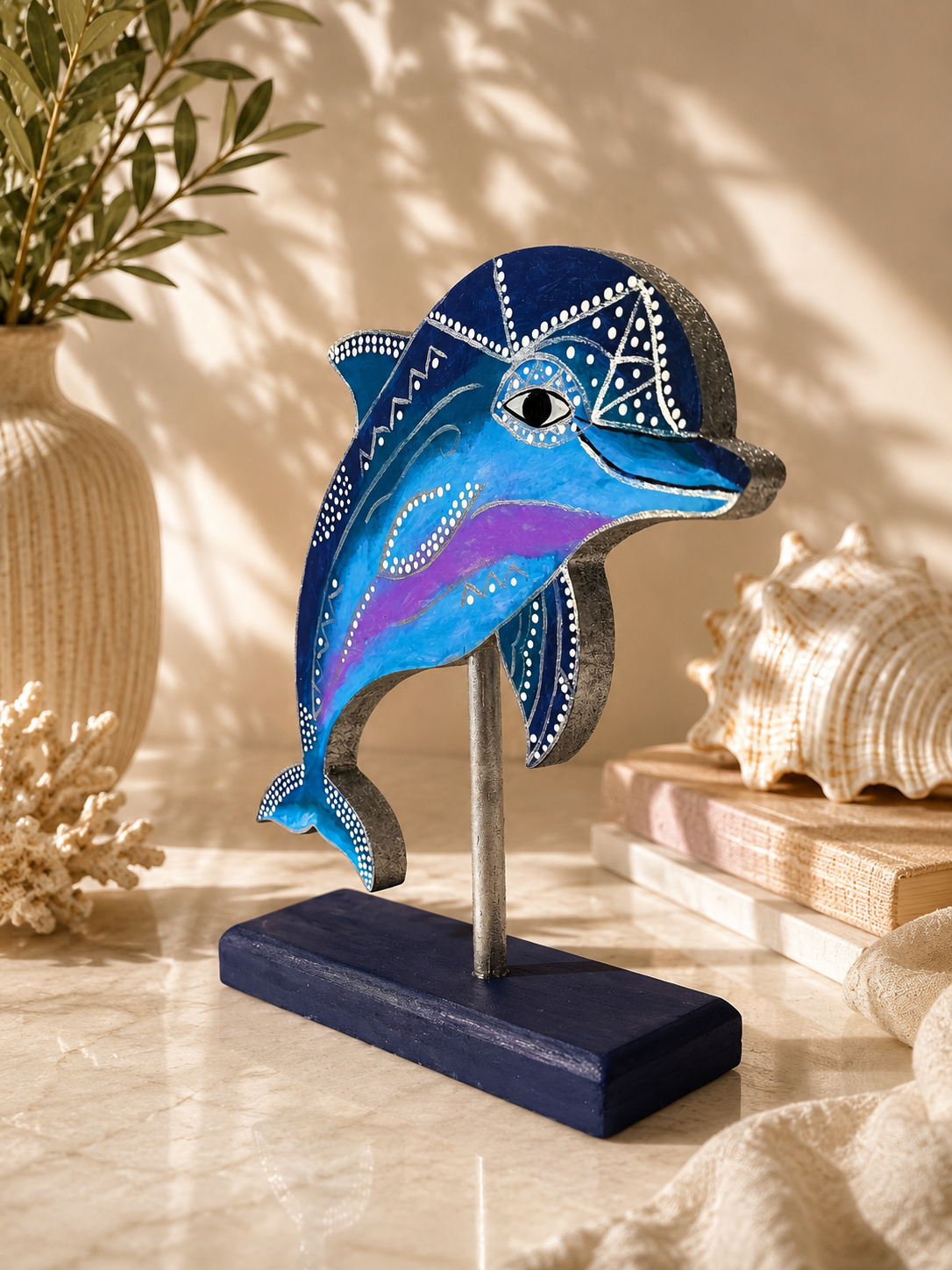 delfin-pintado-a-mano-esperanza-arcila.jpg Figura de delfín pintada a mano en madera MDF elaborada por la artista colombiana Esperanza Arcila.