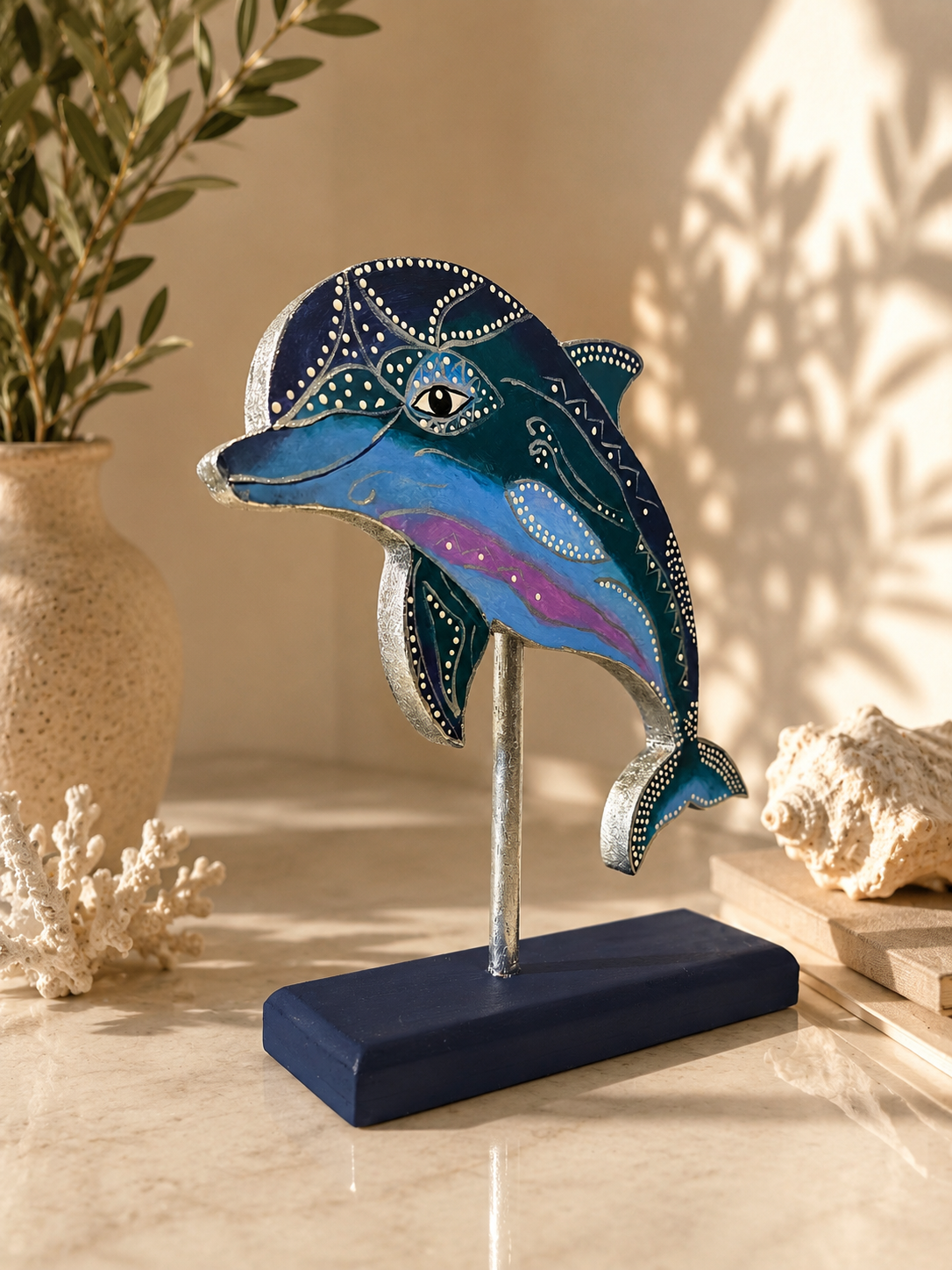 delfin-pintado-a-mano-esperanza-arcila.jpg Figura de delfín pintada a mano en madera MDF elaborada por la artista colombiana Esperanza Arcila.